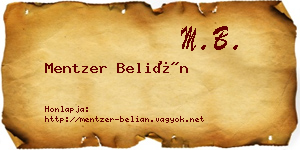 Mentzer Belián névjegykártya